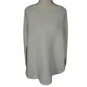 Betsey's Boutique Shop Women's XL Puffy Sweatshirt Ivory Split Sides Casual